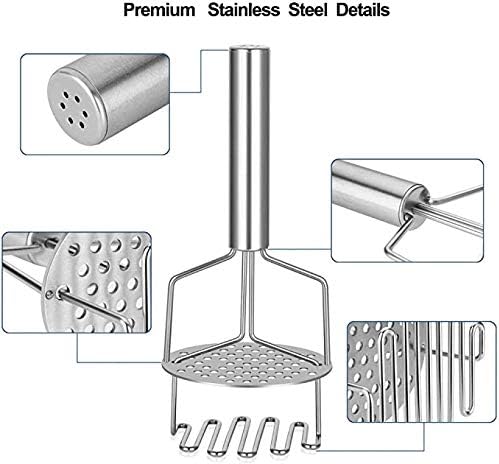 Potato Masher, Premium Heavy Dual-Press Stainless Steel Potato Ricer for Baby Food, Fruits, Vegetables, Baking, With Non Slip Handle