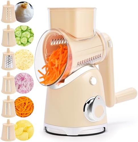 SUSTEAS Rotary Cheese Grater Hand Crank, Kitchen Shredder Vegetable Slicer