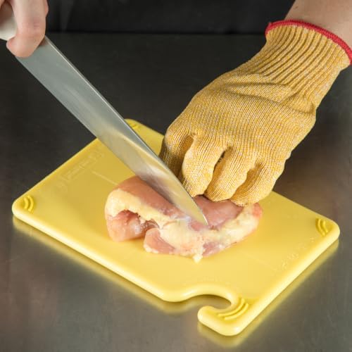 San Jamar Saf-T-Grip Plastic Cutting Board with Safety Hook, 6" x 9" x 0.375", Yellow, 6 Count