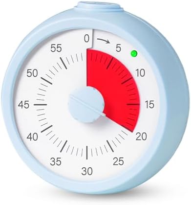 Visual Timer for Kids 60 Minute Countdown Timer for Classroom Study Office Kitchen with Silent Operation RoundTimer (Blue)
