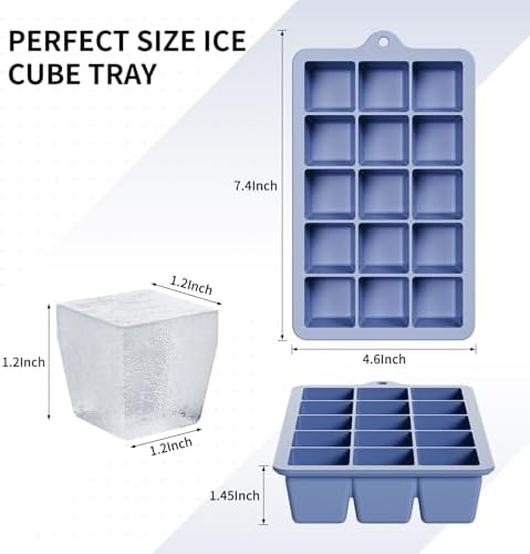 Silicone Ice Cube Tray 3 Pack, HANCELANT Ice Cube Mold, Ice Trays for Freezer with Lid for Whiskey, Cocktail, Drinks and Food, Freezer, BPA Free, Easy Release