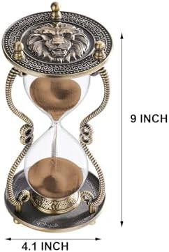 CNCJ Hourglass Sand Timer 60 Minute:Large Lion Brass Carved Sand Clock,Vintage Brown Hourglass Watch 60 Min,Unique Reloj De Arena,Hour Glass Sandglass for Gifts,Office,Desk,Decorations