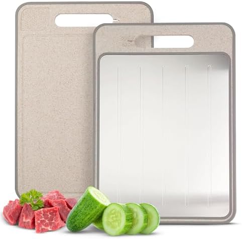 TOP CLADD Kitchen Cutting Board Set with Knife Sharpener and Garlic Mincer, Plastic, Dishwasher Safe, Large, Metal