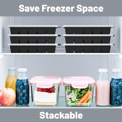 Silicone Ice Cube Tray 3 Pack - EASY RELEASE ice cube tray with lid, BPA Free Ice Cubes Trays for Freezer,ice cube mold for Cocktail,Whiskey (Black)