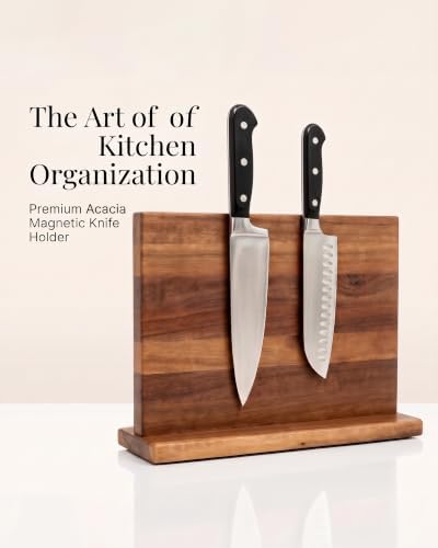 Wooden Magnetic Knife Block,Large Magnetic Knife Holder for Countertop