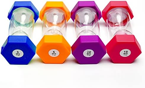 Hourglass Sand Timers Colorful Sandglass Timer Hourglass Set Sand Clock Timer Visual Sandtimer 3/5/10/20 Minutes for Kids Classroom Office Kitchen(4 Pcs)