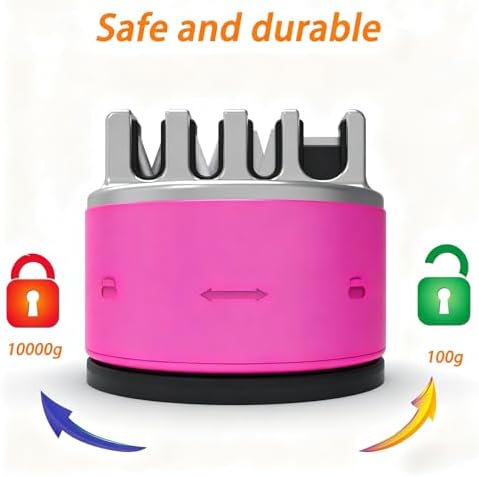 VIRO Compact Suction Kitchen Chef Knife Scissors Sharpener for Straight & Serrated Knives, 4-Stage Knife Sharpening Tool Helps Repair and Restore Blades, Rose Pink