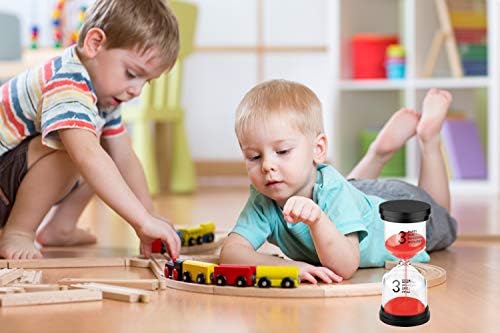 SuLiao 3 Minute Hourglass, Red Sand Watch 3 Min, Small Sand Dial Timer, Plastic Reloj De Arena Three Minutos, Hour Glass Sandglass for Toddlers, Office, Classroom, Games, Kitchen, Decorative