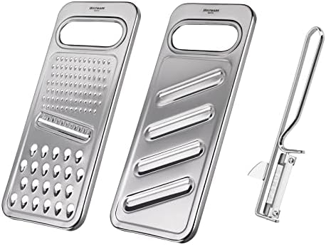 Westmark Set of 3: Universal Grater + Cucumber Slicer + Peeler, Stainless Steel, Steel + Famos, Silver, 100222E6