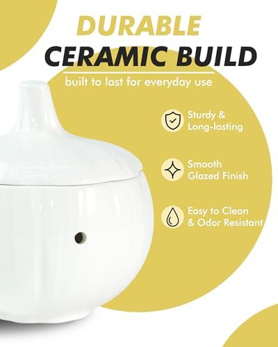 Ceramic Garlic Keeper, White Garlic Storage Jar with Vent Holes, Keeps Garlic Fresh Longer, Kitchen Counter Organizer