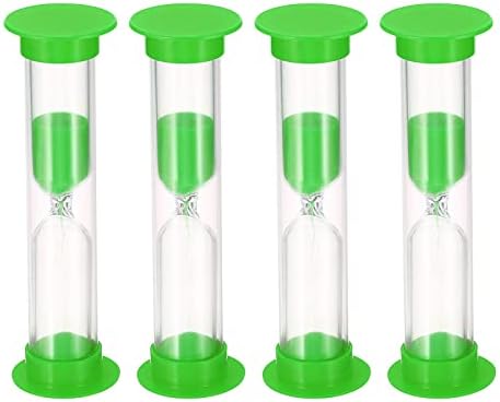 PATIKIL 2 Minute Sand Timer, 4Pcs Small Sandy Clock with Plastic Cover, Count Down Sand Glass for Games, Kitchen, Party Favors DIY Decoration, Green