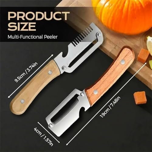 Elite Peeler, Gourmet Knives and Cutlery Set, 2-Pack Multi-functional Vegetable Peeler for Kitchen, 2.5 Mm Stainless Steel Peeler, 3-in-1 Scallion Shredder & Peeler-Stainless Steel, Multi-tool