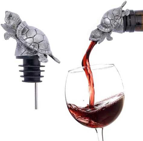 DICOSMETIC 1Pc Sea Turtle Wine Pourer Bottle Stopper Turtle Wine Aerator Pourer Spout Alloy Reusable Glass Bottles Leakproof Plugs Replacement Animal Liquor Bottles Pourers for Party Home Bar