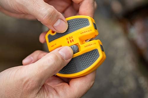 Smith’s 50917 Adjustable 2-Step Knife Sharpener – Yellow - Preset Coarse & Fine Slots - Outdoor Handheld Knife Sharpener - Fishing, Hunting, Fillet, Pocket Knives - Portable Compact Keychain Tool