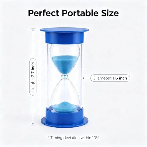 Hourglass Sand Timer 5 Minutes, Dual Protection Hour Glass with Sand, Sand Timer for Kids Safety, Sand Clock Watch Management Assistant, Creative Gift, Living Room Office Decorative (Blue)