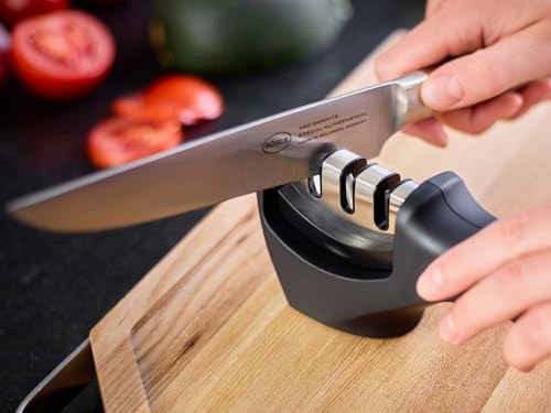 Rösle Knife Sharpener with 3 levels and Ergonomic Slip-Resistant Grip