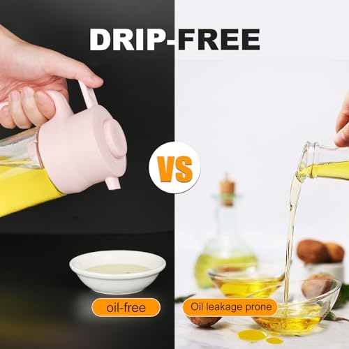 Oil Dispenser,Glass Oil Bottle,Suitable For Olive Oil and Vinegar,500ML,17 Ounces Capacity,Intelligent Quantification Olive Oil Dispenser,Non-drip Nozzle Design,Easy To Replenish and Clean