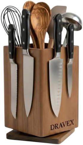 DRAVEX Ultra Premium Magnetic Knife Block without Knives for Counter Top