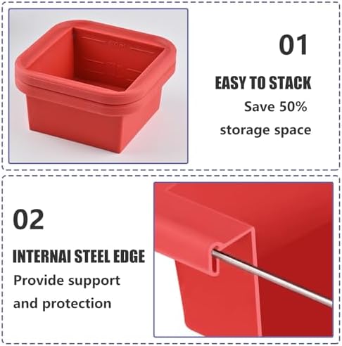 2 Cup Silicone Freezer Trays with Lid 4 Pack Silicone Freezer Molds soup freezer containers Make 4 Perfect Soups, Broths, Stews, Sauces, Curries (Red)
