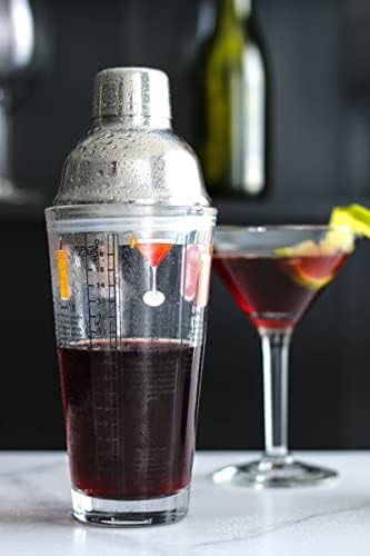 14 oz Recipe Glass Cocktail Shaker With Strainer Top - Includes 6 Cocktail Drink Recipes (Hip Hop Theme)