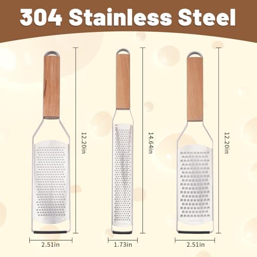 SHIKORI Professional Cheese Graters for Kitchen Stainless Steel Handheld