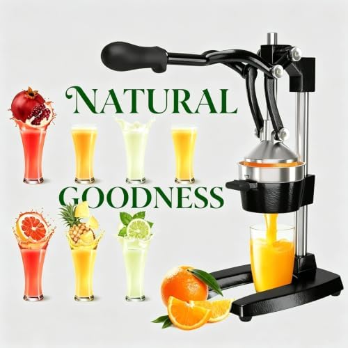Cast Iron Manual Juicer - Professional Heavy-Duty Hand Press Juicer, Extra Large Commercial Grade - Easy to Clean, Suitable for Citrus Juice, Pomegranate Juice, and Other Fruits