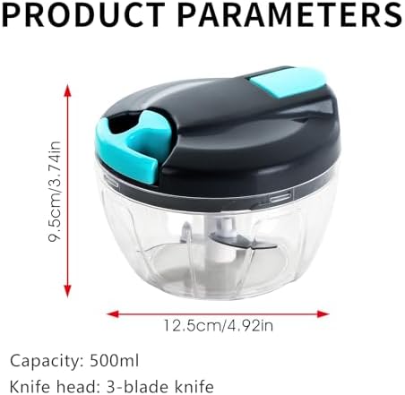 Manual Food Processor Vegetable Chopper (520ml, Blue)