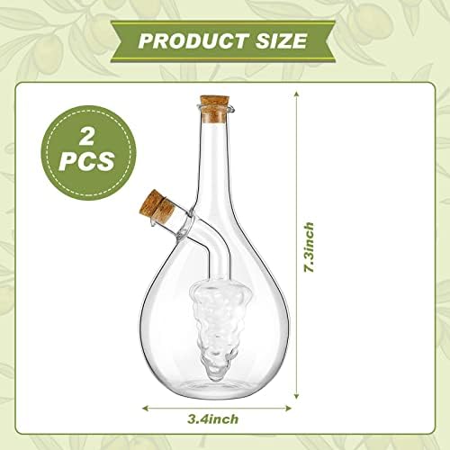 Suclain 2 Pcs Oil and Vinegar Dispenser, 2 in 1 Glass Olive Oil and Vinegar Cruet Dispenser Bottle, Olive Soy Sauce Dispenser Double Pourer Spout, Kitchen Cooking Container(Modern)