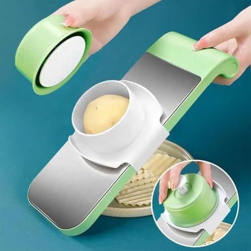 Multifunctional Vegetable Cutter, Portable Mandoline Slicer for Kitchen, Adjustable Vegetable Cutter with Stainless Steel Blades, Home Essentials & Kitchen Gadgets (5Blades/Set)