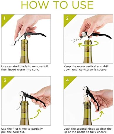 True Truetap Double Hinged Waiter's Corkscrew Wine Opener, Stainless Steel Wine Bottle Opener with Built In Foil Cutter, Home Bar Tools, Bar Cart Accessories, Wedding Gifts, Set of 1, Burgundy