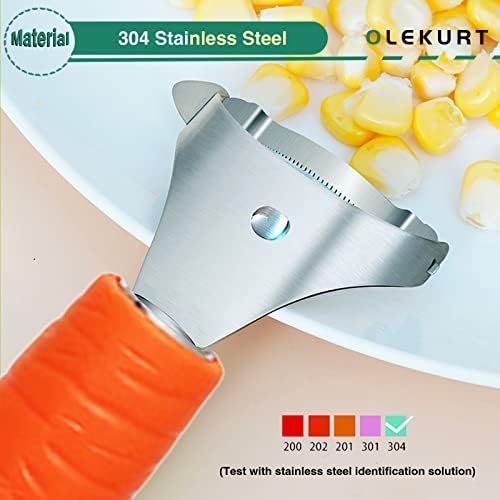 Carrot Shaped Corn Peeler, Corn Stripper for Corn on the Cob Remover Tool, Magic Corn Cob Peeler with Good Grips (Red)