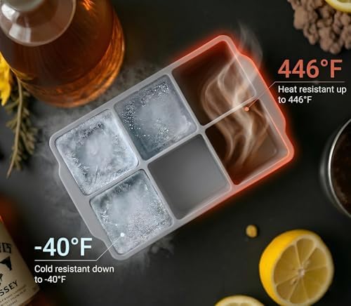 KitchFort® Large Silicone Ice Cube Tray (3-Pack) - 2" Big Ice Mold with Lid