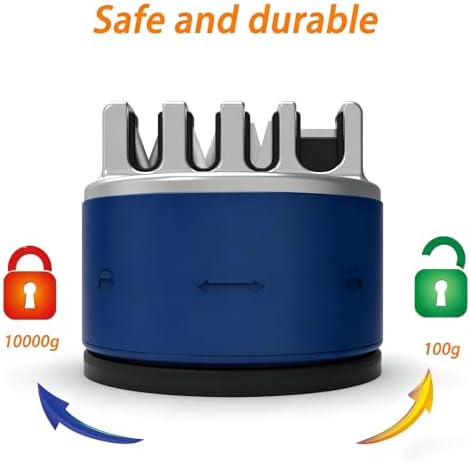 VIRO Compact Suction Kitchen Chef Knife Scissors Sharpener for Straight & Serrated Knives, 4-Stage Knife Sharpening Tool Helps Repair and Restore Blades, Blue