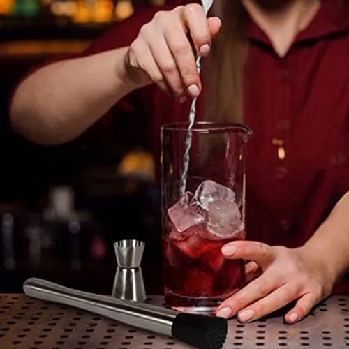 Muddler for Cocktails Bar Spoon Stainless Steel Cocktail Muddler Long Drink Stirrer Bartender Spoon Cocktail Mixing Spoon Muddler and 15ml 30ml Jigger Bar Tool Set for Home