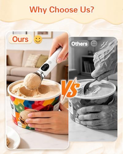 Heated Ice Cream Scoop Rechargeable with Dishwasher Safe Removable Head