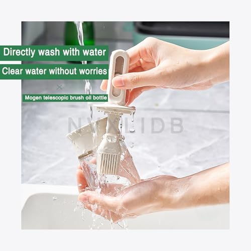 Sauce and Oil Bottle with Adjustable Oil Brush, Glass Sauce Dispenser for Kitchen Cooking or Grilling, 5 oz (150 ml) (White 1pc)