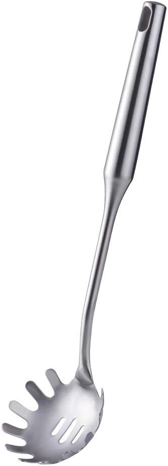 Stainless Steel Pasta Spoon Server,Kitchen Pasta Server, Ergonomic Handle & Heat Resistant Design - Kitchen Spaghetti Server Fork For Noodles, Pasta, More (silver)