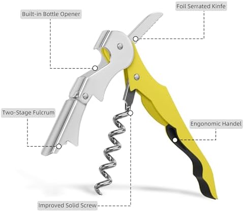 Custom Wine Bottle Opener, Stainless Steel Wine Key Corkscrew w/Foil Cutter