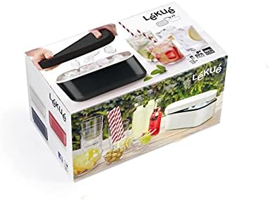 Lékué Ice Box | White | Ice Cube Tray For Freezer With Lid & Bin | Made With 100 Percent Platinum Silicone | Elegant And Retro Style Ice Cubes | For Cocktails, Ice Tea & Coffee And More |
