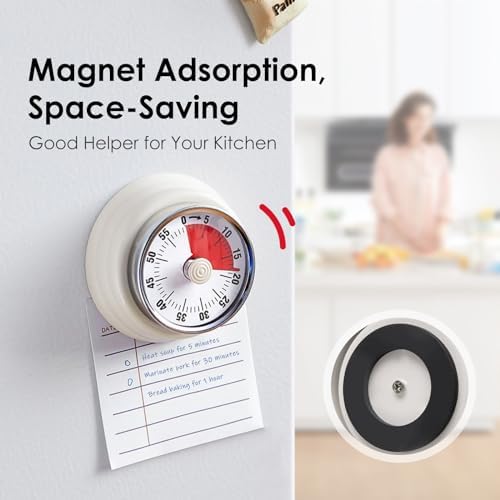 Visual Timer, Teeloray 60-Minute Countdown Timer with Magnetic Base (White)