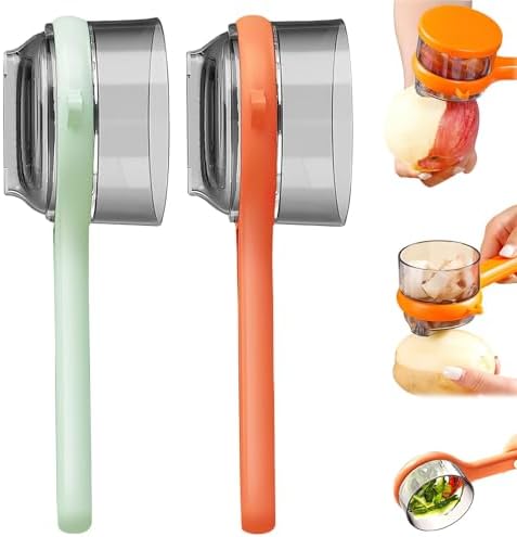 2PCS Peeling Knife with Container,Double-Sided Stainless Steel Multifunctional Kitchenware Set,Vegetable Peeler with Catcher for Home Kitchen Fruit Peeling Supplies(2pcs Mix)