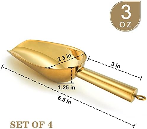 P&P CHEF 3 Ounce Mini Canister Scoop Stainless Steel Set of 4, Gold