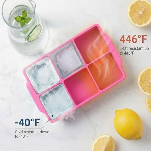 KitchFort® Large Silicone Ice Cube Tray (3-Pack) - 2" Big Ice Mold with Lid