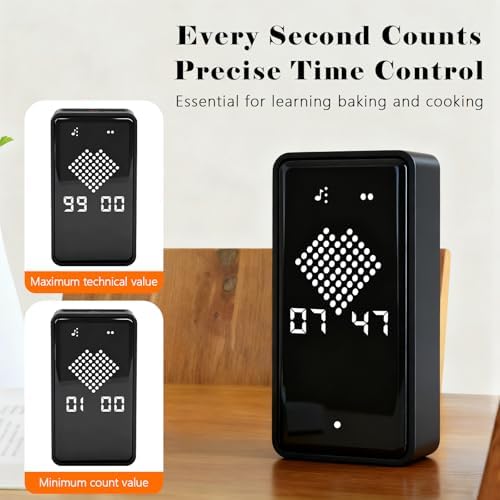 Digital Hourglass Timer, Magnetic Visual Focus Timers with Adjustable Alarm Volume & LED Display, Desk Flip Timer for Study,Work, Kitchen