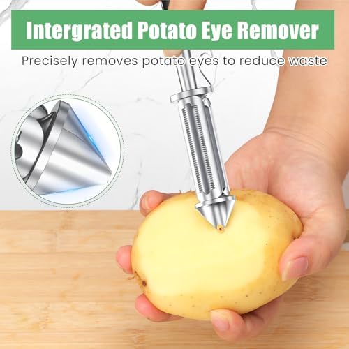 Universal Potato Peeler for Kitchen, 3 in 1 Peeler/Julienne Slicer/Bottle Opener, Sharp Vegetable and Fruit Peeler with Swivel Blade and Ergonomic Handle, Zinc Alloy