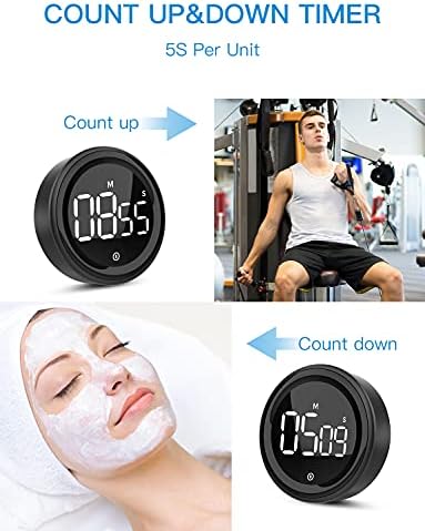 LIORQUE Digital Kitchen Timer, 99 Minute Magnetic Countdown Timer, Black