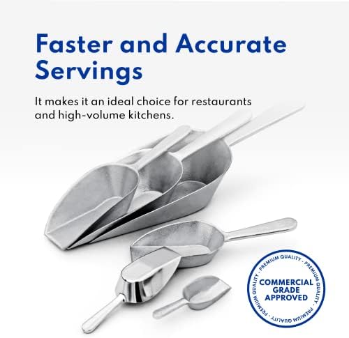 New Star Foodservice One-Piece Cast Aluminum Flat Bottom Bar Ice Flour Utility Scoop, 2-Ounce, Silver