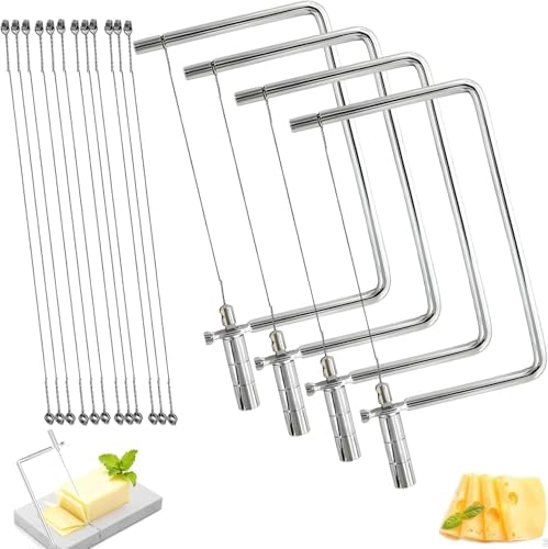 5inch Marble Board Cheese Slicer Accessories Kitchen Knife Small Cheese Cutter Components Ideal DIY for Making Giftable Cheese Cutting Boards Cheese Slicer Cheese Cutter Kit(4Slicer+12Wires)5"