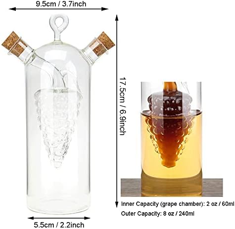 2 in 1 Olive Oil Vinegar Dispenser Cruet, Clear Glass Vinegar and Oil Bottles, Double Pourer Spout Oil Dispenser Bottle for Kitchen Cooking Container
