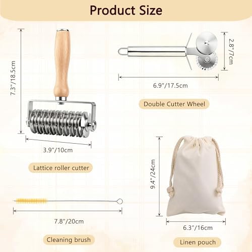 Stainless Steel Pastry Lattice Roller Cutter Pastry Cutter Double Wheel Kit